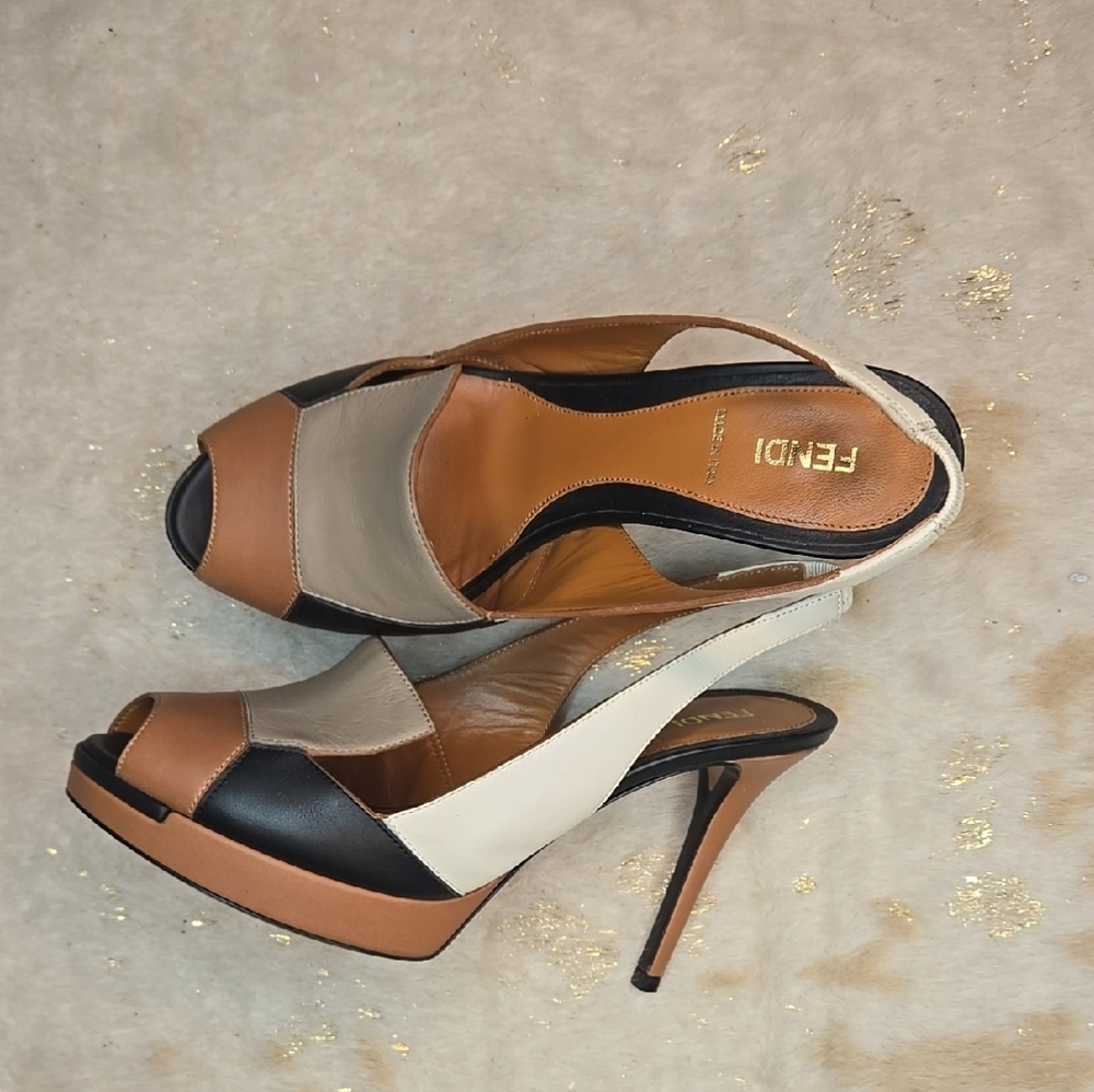 Fendi Women's Multicolor Peep-Toe Heels